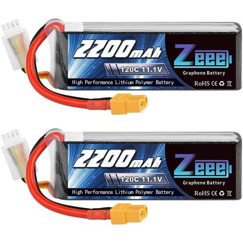 Kyaoayo-3s Lipo Batterie 2200mah 11,1v 120c 3s Batterie Rc Avec Connecteur Xt60 Pour Fpv Racing Drones Vlo De Route Quadcopters Avion Hlicoptre Rc Bateau Rc Voiture (2 Paquets)