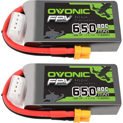 Kyaoayo-3s Lot De 2 Batteries Lipo 80c 650 Mah 11,1 V Avec Xt30 Pour Avion Radiocommand, Quadcoptre, Hlicoptre Fpv, Drone De Course