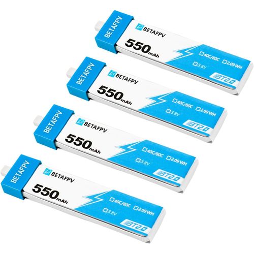 Kyaoayo-4pcs Bt2.0 550mah 1s Battery 3.8v 40c/80c Lipo Battery With Bt2.0 Connector Compatible For 75-85mm 1s Fpv Racing Whoop Drone Quadcopters Like Meteor75 Pro Fpv Drone