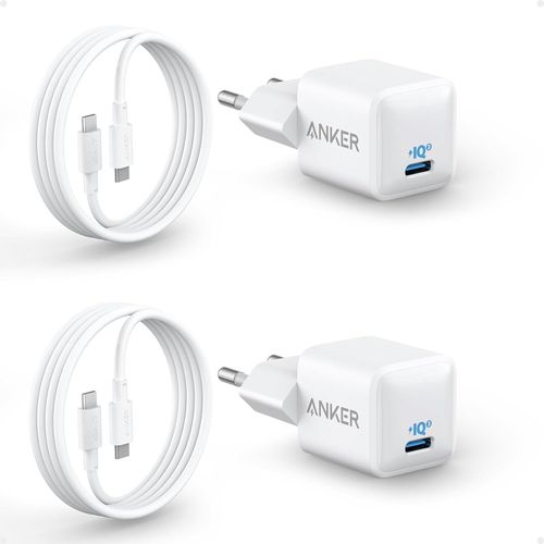 Kyaoayo-511 Chargeur Nano Usb-C 20 W, Rapide, Durable Et Compact Piq 3.0, Pour Iphone 16/15, Galaxy, Pixel 4/3, Ipad/Ipad Mini(+ 2 Cble C Vers C De 180 Cm)