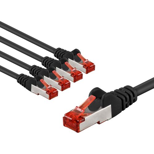 KYAOAYO-65977 Lot De 5 Cbles Rseau Cat6 Blinds S/Ftp/Cu Ethernet Pimf Lszh/Cat 6 Avec 10 Gbits Noir 5 X 5 M