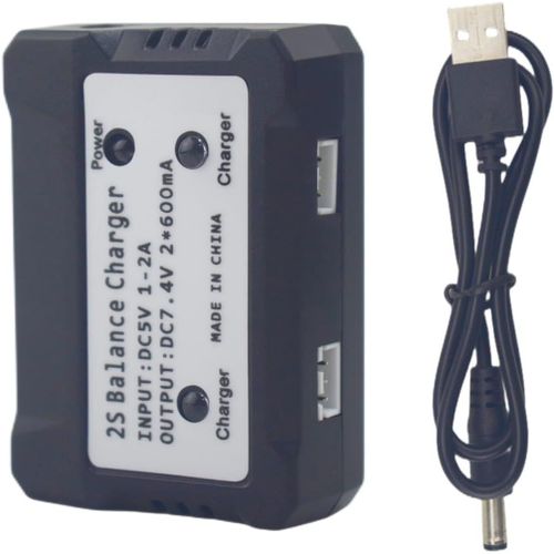 Kyaoayo-7.4v 2 En 1 Chargeur Pour Rc Jouets Scx24 9300 Yc300 Hm101 18858 18859 Hm163 Hm164 35-Dj03 Sn-Dj02 Syma X8c X8hw Hubsan H501s H502e Mjx Bugs B3 B2w B6 A959 V913 V912 A959-B K929-B 144001
