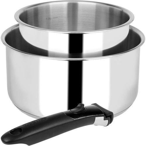 Kyaoayo-715071 Lot De 2 Casseroles Inox  16-20 Cm Gamme Arpege - Revtement Intrieur Anti-Adhsif Sans Pfoa + Manche Amovible - Tous Feux Dont Induction