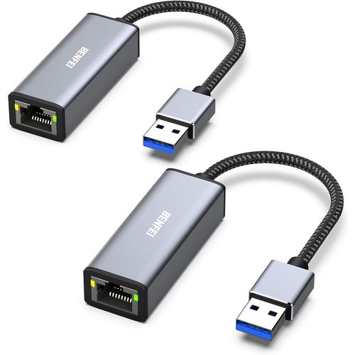 KYAOAYO-Adaptateur Usb Vers Ethernet, Adaptateur Rseau Lan Usb 3.0 Vers 10/100/1000 Gigabit Ethernet Compatible Pour Macbook, Surface Pro, Ordinateur Portable Avec Windows 7/8/10, Xp, Vista, Mac, 2P