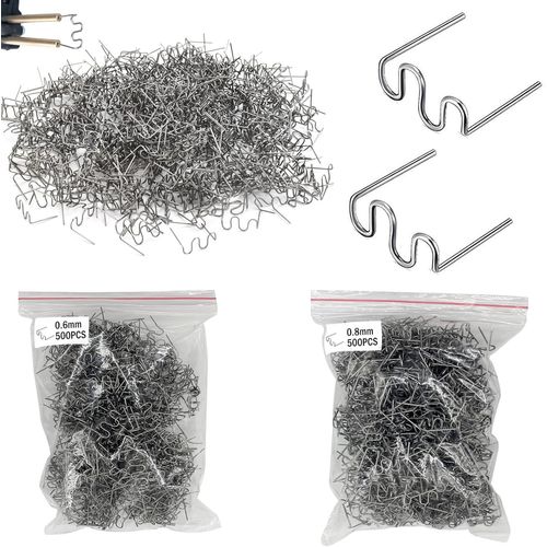 Kyaoayo-Agrafes C S, 1000 Pcs Soudage Plastique, Baguettes De Soudage Agrafe C Clou 0.8mm / 0.6mm, Wave Style Soudure Plastique Clou De Soudure, Pour Rparation De Pare-Chocs De Voiture