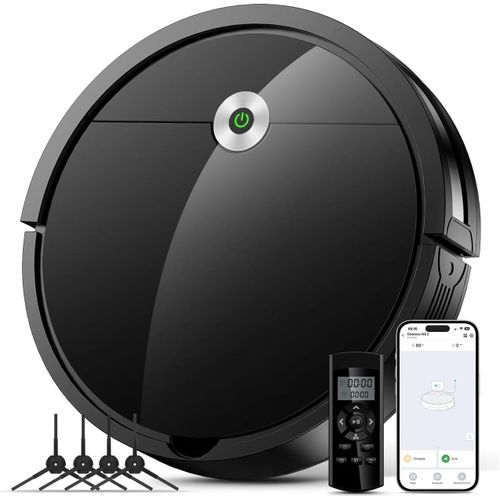 KYAOAYO-Aspirateur Robot, 2600Pa Robot Aspirateur Aspiration Puissante, Auto-Charge,140Min D'Autonomie, Contrle Intelligent Avec App Et Alexa, Idal Pour Les Poils D'Animaux,Cheveux,Tapis Et Sols Du