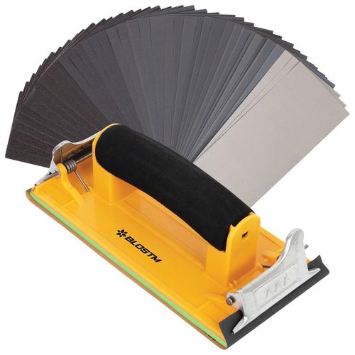 Kyaoayo-Assortiment De Papier  Poncer Avec Cale  Poncer - Grain 120  7000, 48 Feuilles De Papier De Verre Pour Le Bois, Les Murs Et L'automobile, Comprend Un Bloc De Ponage Manuel - Lot De 48
