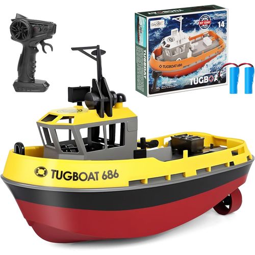 KYAOAYO-Bateau Tlcommand, 1:72 Diy Modle Analogique Bateau Rc, Canot Telecommand Enfant Avec Lumires Led, 2.4Ghz Navire De Sauvetage, Jouets De Piscine Pour Enfants Et Adultes