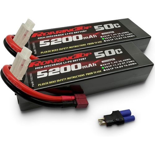Kyaoayo-Batterie Lipo 3s 5200mah 50c 11.1v Rc Lipo Batterie Hardshell Avec T Plug Et Ec5 Connecteur Pour Rc Avion Dji Quadcopter Rc Avion Rc Hlicoptre Rc Voiture Bateau (2 Packs)