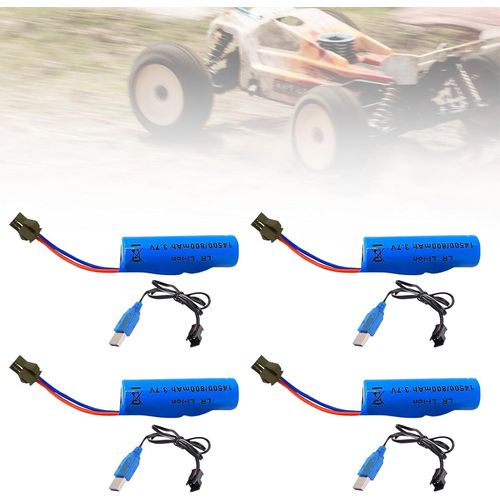 Kyaoayo-Batteries Li-Ion Rechargeables: Ensemble De 4, 800mah Lithium-Ion, Chargement Rapide Et Certifi, Pour Vhicules Rc Et Voitures Jouets (3.7v, Bleu)