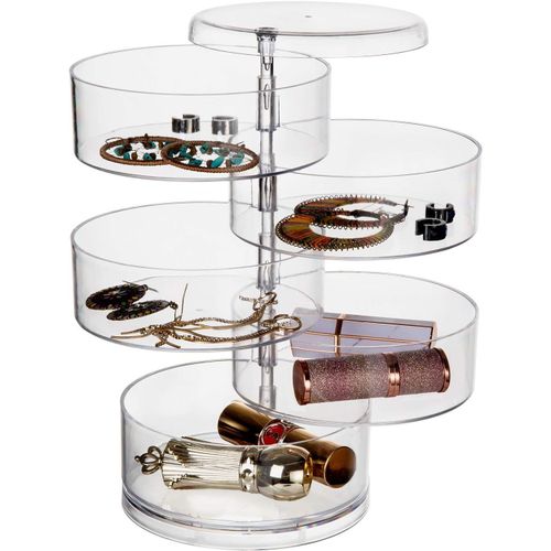 Kyaoayo-Bote  Bijoux, 5 Niveaux Coffret  Bijoux Avec Couvercle, Trousse  Bijoux De Voyage De Rangement Rotation De 360 Degrs Pour Bagues Boucles D'oreille Colliers Bracelets