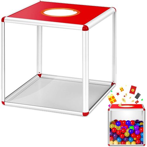 Kyaoayo-Bote  Tombola Avec Alliage D'aluminium, Bote De Donation Acrylique, Urne, Bote De Jeu Carre, Bote De Rangement Transparente, Bote De Commentaire (25 X 25 Cm)