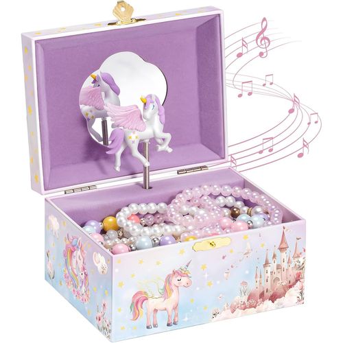 Kyaoayo-Bote Bijoux Musicale Fille, Boite Musique Licorne, Bote Bijoux Enfant, Pour Ranger Colliers Bracelets Bagues Montres