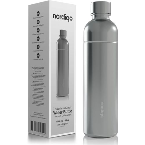 KYAOAYO-Bouteille Premium En Acier Inoxydable 1L - Compatible Sodastream (Sauf Crystal), Aarke & Autres Machines | Sans Date D'Expiration | Lavable Lave-Vaisselle | Anti-Fuite | Sans Bpa (Acier)