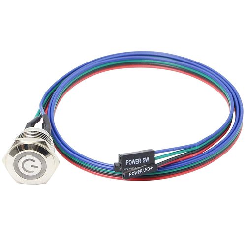 KYAOAYO-Bouton Mtallique Hte De Commutateur De Chssis Ordinateur Hte Interrupteur Cble Botier Pc Led Power Button Atx Power On/Off (16Mm)