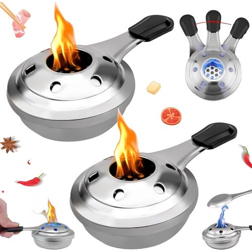 KYAOAYO-Brleur  Fondue Portable, 2 Pices Brleur  Fondue En Acier Inoxydable, Rchaud  Alcool Portable, Brleur  Alcool Mini, Pour Le Camping En Plein Air Ou La Panique (15.5 * 9.9 * 4.8Cm)