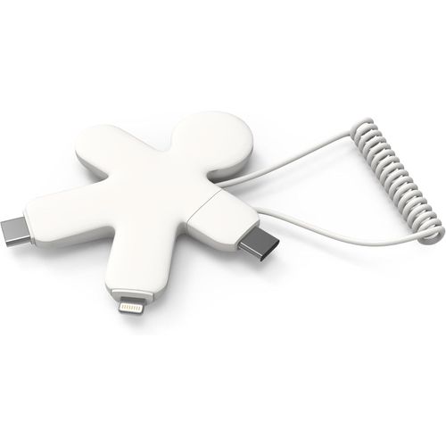 Kyaoayo-Buddy Cble Multi Usb 4 En 1 - Chargeur Universel En Plastique Recycl - Pr Usb-C, Usb, Lightning, Usb Universel Pour Smartphone - Blanc