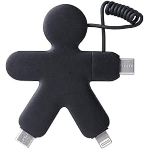 Kyaoayo-Buddy Cble Multi Usb 4 En 1 - Chargeur Universel En Plastique Recycl - Pr Usb-C, Usb, Lightning, Usb Universel Pour Smartphone - Noir