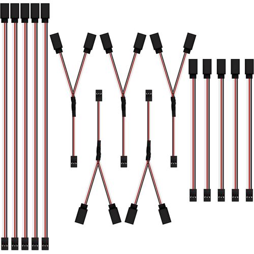 Kyaoayo-Cble D'extension Servo 3 Broches Rc Cble Rallonge Futaba Jr Servo Extension Cables Mle  Femelle Pour Aronef Tlcommand 10 Cm/30 Cm 15 Pices