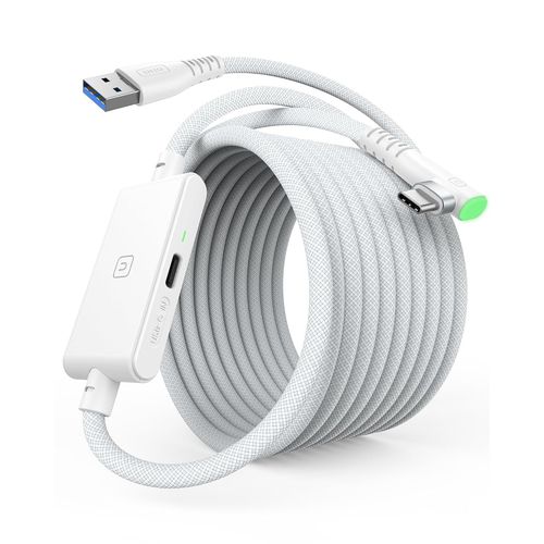 Kyaoayo-Cble De Liaison Vr De Qualit Suprieure Avec Chargement, Usb 3.0 Compatible Avec Meta Quest 3s, Oculus Quest 3/2/Pro, Pico 4, Pc Vr Et Steam Vr  Accessoire Vr Blanc Parfait, Choix De Cadea