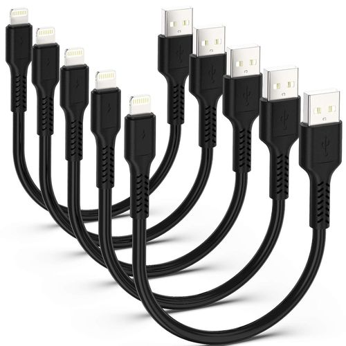 Kyaoayo-Cble Iphone Chargeur Court 20cm [Certifi Mfi] Lot De 5 Cble Lightning Vers Usb 0.2m Charge Rapide Pour Iphone 11, 11 Pro, X, Xs, Xr, 8, 8 Plus, 7, 7 Plus, 6s, 6s Plus, 6, 6 Plus - Noir