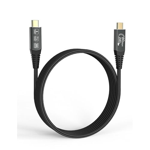 KYAOAYO-Cable Thunderbolt 5 0.5M,80Gbps 240W Cble Usb C Transfert De Donnes,Transmission Video 16K/8K@60Hz Cble Usb C Vers Usb C Pour Macbooks,Ipad,Hub,Dock,M3,Ssd,Egpu,Laptops, Display,Monitor