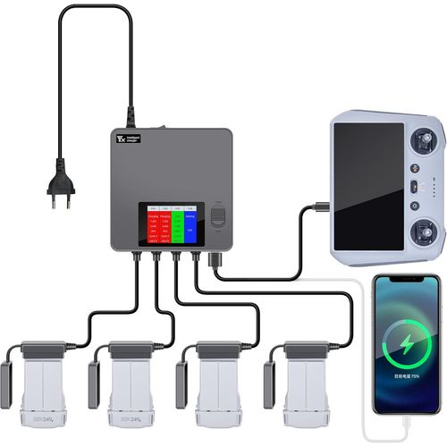 Kyaoayo-Chargeur Multiple Pour Dji Mini 3 Pro Mini 4 (Non Compatible Avec Mini/Mini 2), Station De Charge Parallle Simultane Rapid Balance Dock Station D'accueil Pour Batteries Volantes, Contrleur