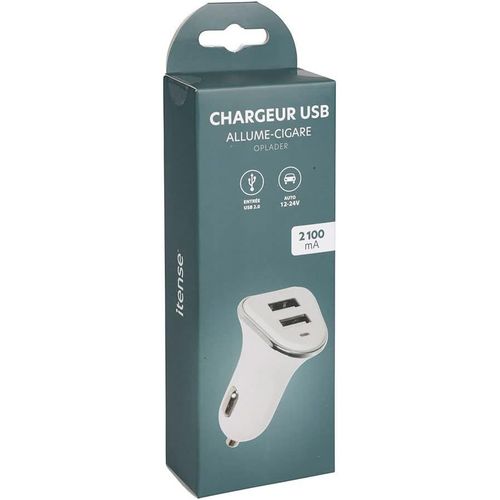 Kyaoayo-Chargeur Rapide Allume-Cigare - Double Entre Usb - Mini Usb 12v X2, 2100 Ma - Permet De Recharger 2 Appareils Simultanment En Utilisant La Pr Allume Cigare - Puissance 10.5w