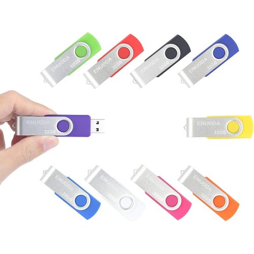 KYAOAYO-Cl Usb 32 Go Lot De 10 Clef Usb 2.0 Flash Drive Stockage Donnes Rotation Disque Mmoire Stick Avec Lumire Led (10 Couleurs