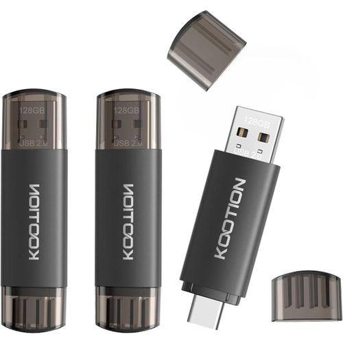 KYAOAYO-Cle Usb C 128 Go Cl Usb 2.0 Lot De 3 Clef Usb 128Go Otg 2 En 1,Pendrive Type C Mmoire 128 Gigas Pour Android/Window/Pc, Smartphone Huawei/Xiaomi/Samsung, Stockage De Donnes Externe