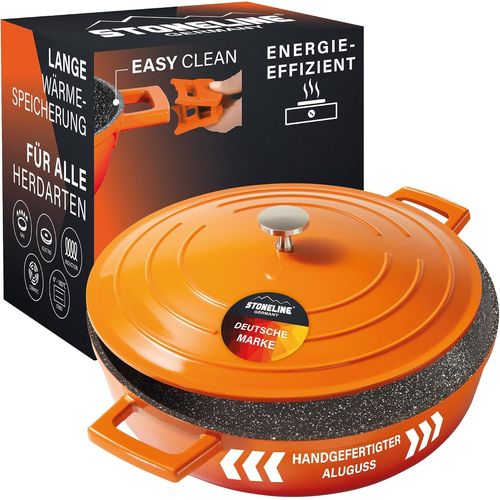 Kyaoayo-Cocotte Induction Avec Couvercle 28 Cm, 4,2 L, Casserole Antiadhsive Revtement Avec De Vraies Particules De Pierre, Braisire Marmite Pour Tous Feux Et Four, Couleur Volcanique