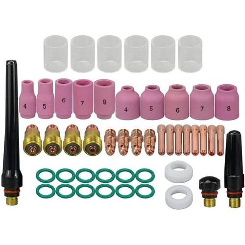 Kyaoayo-Corps De Collet Pour Diffuseur De Gaz Compact 17cb20 17gl Buses D'alumine 13n Srie Coupelles-Buses En Quartz Transparent #10 16.0mm Pour Sr Wp 17 18 26 Torche De Soudage Tig 49pcs