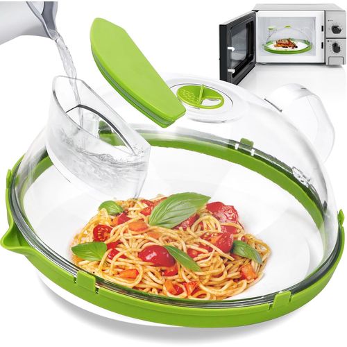 KYAOAYO-Couvercle Micro Ondes Avec Eau, 26 Cm Cloche Micro Onde Sans Bpa Avec Poigne Idal Pour Les Petits Et Grands Micro-Ondes Cloche Transparente Alimentaire