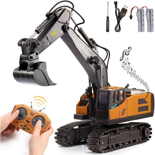 KYAOAYO-Echelle 1:20 Pelleteuse Tlcommande Jouet Garon 3-8 Ans, 2.4Ghz Tracteur Enfant Avec Effets Lumineux, Cadeau Et Jeux Exterieur