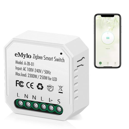 Kyaoayo-Emylo Mini Interrupteur Zigbee Intelligent Tlcommande Sans Fil Interrupteur De Lumire Zigbee Ac 220v Module De Relais De Commutateur Intgr 16a Commande Vocale De Minuterie Bricolage Avec