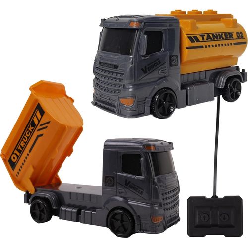 Kyaoayo-Engins De Chantier - Camion Benne Ou Citerne - Vhicules D'interventions - 094421 - Modle Alatoire - Plastique - 1/50 - Vhicule Tlcommand - Travaux - Piles Non Incluses -  Partir De 4