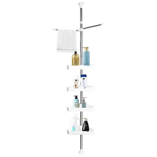 Kyaoayo-Etagere Douche Telescopique, tagre De Salle De Bain, Serviteur Extensible Avec 4 Supports (110 Cm -300 Cm)