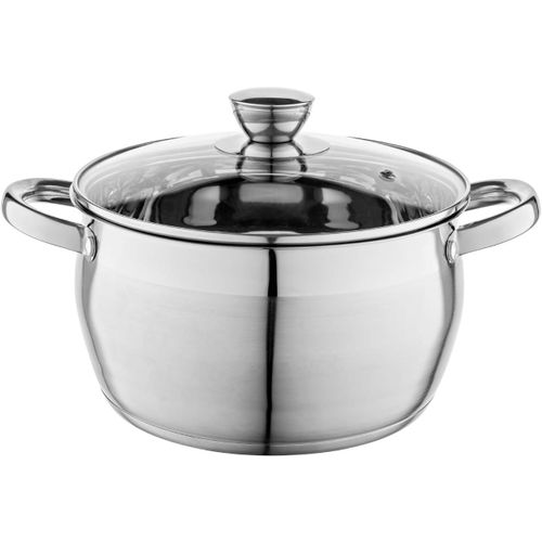 Kyaoayo-Faitout Inox (6 L) I Diamtre De 24 Cm I Marmite Inox Oliver I Casserole Acier Inoxydable Avec Couvercle En Verre I Faitout Pour Induction, Marmite Tous Feux I Convient Au Lave-Vaisselle