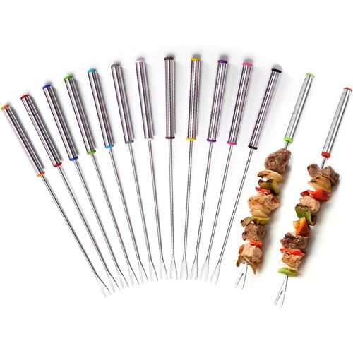 Kyaoayo-Fourchette  Fondue En Acier Inoxydable Fourchettes  Fromage Fontaine Chocolat Fruit Fourche Poigne Rsistante  La Chaleur Pour Fromage Chocolat Viande De Guimauve, Fondue Appareil 12 Pcs