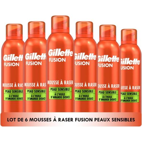 Kyaoayo-Fusion Mousse  Raser Pour Homme  Lhuile Damande, Pour Les Peaux Sensibles, X5 Actions Nettoie, Hydrate, Protge, Rafrachit Et Apa , Pack De 6x250 Ml