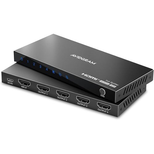 KYAOAYO-Hdmi Splitter 1 In 4 Out 4K 60Hz 4 4 4, Rpartiteur Hdmi 4 Sorties Avec Copy, Downscaler Et Auto Mode Pour Double Affichage Identique Soutien1080P 120Hz Hdmi2.0 Hdcp 2.2 Hdr10 18Gbps 3D