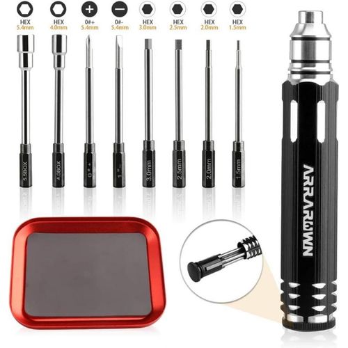 KYAOAYO-Kit De Tournevis Rc 10 En 1 Avec Tournevis Hexagonal 1,5/2,0/2,5/3,0/4,0/5,5 Mm Pour Voiture Rc Modle Avion Hlicoptre Drone Bateau Robot
