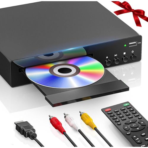 KYAOAYO-Lecteur Dvd Compact Pour Tv, Lecteur Dvd Pour La Maison Avec Hdmi, Rca, Usb, Tlcommande, Lecteurs De Disques Toutes Rgions Supportant 1080P, Nstc/Pal, Formats Cd, Mmoire  Point D'Arrt