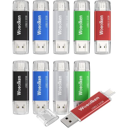 KYAOAYO-Lot De 10 Cls Usb C 16 Go Usb C 2.0, 2 En 1 Rapide, Otg Cl Usb C 16 Go 2 En 1 Type C Usb 2.0 En Mtal, Pen Drive 16 Go Usb Flash Drive 16 Go Pour Pc/Smartphones/Macbook Pro