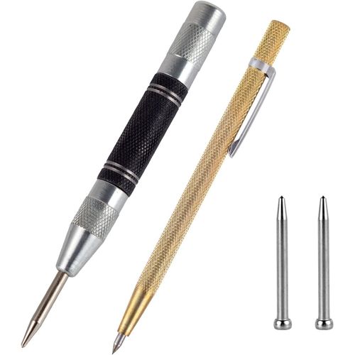 Kyaoayo-Lot De 2 Aiguilles  Tracer Automatiques Pour Grains Centraux - Tension Rglable Avec Pointes De Rechange - Pour Mtal, Bois, Verre, Tle D'acier Fine (2)