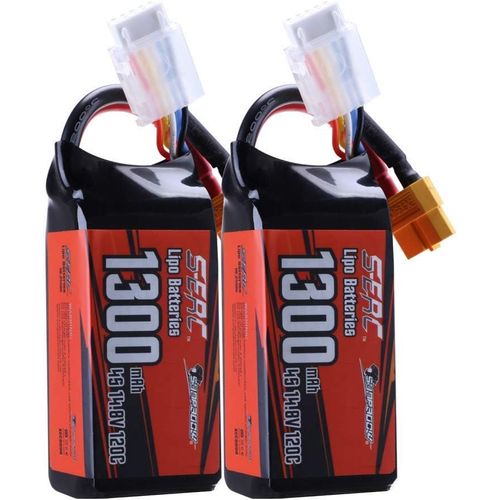 Kyaoayo-Lot De 2 Batteries Lipo 4s 14,8 V 1300 Mah 120 C Avec Prise Xt60 Pour Hlicoptre Rc Fpv Airplane Drone Quadcopter Racing Hobby