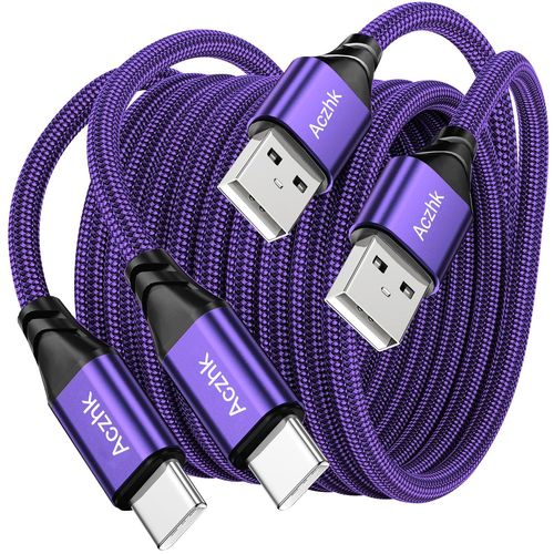 KYAOAYO-Lot De 2 Cbles Usb C, 1 M, 3,1 A, En Nylon, Charge Rapide Et Synchronisation Usb C, Pour Samsung S10/S9/S8Te 10Te 9, Huawei P30/P20/Mate 20, Xperia (Violet)
