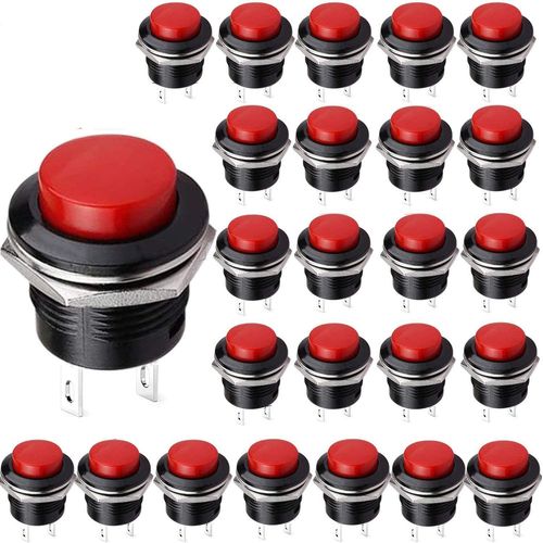 KYAOAYO-Lot De 25 Mini Boutons Pression Ronds, Bouton Momentan, Mini Bouton-Poussoir Ac 3 A 250 V, Ac 6 A 125 V Pour Arduino/Diy 16 Mm