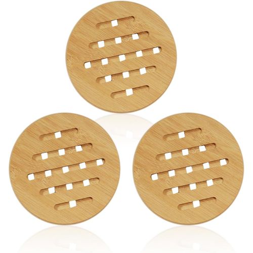 Kyaoayo-Lot De 3 Dessous De Verre Pour Casseroles, Dessous De Plat, Dessous De Plat Tisss, Lavables, Rutilisables (Couleur Bois Brut)
