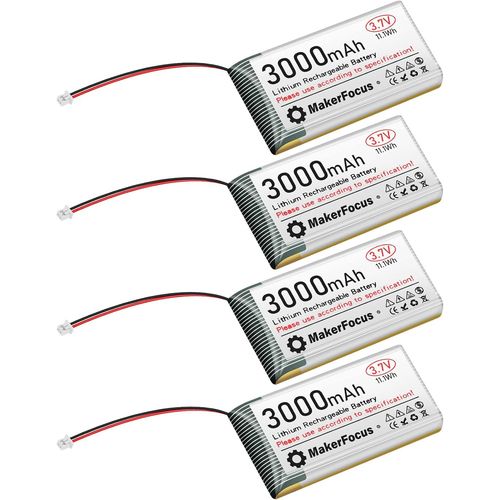 KYAOAYO-Lot De 4 Batteries Rechargeables Lipo 3,7V 3000Mah 1S 1C Avec Carte De Protection, Pr Micro Jst 1.25 Compatible Avec Arduino, Carte De Dveloppement Esp32